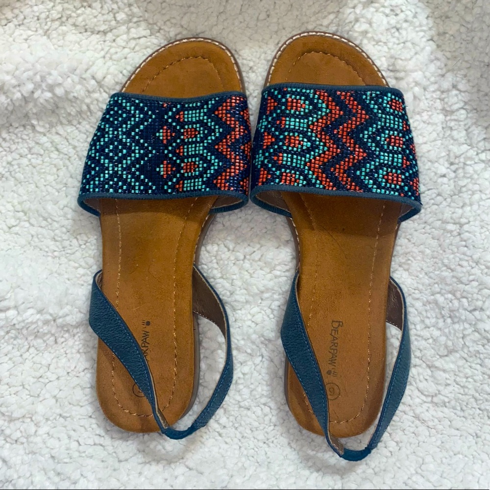 BearPaw Aztec Woven Sandals, Sz. 9